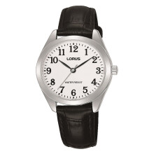 Lorus RG239TX9 Ladies Easy Reader Silver Case Black Leather Strap Watch