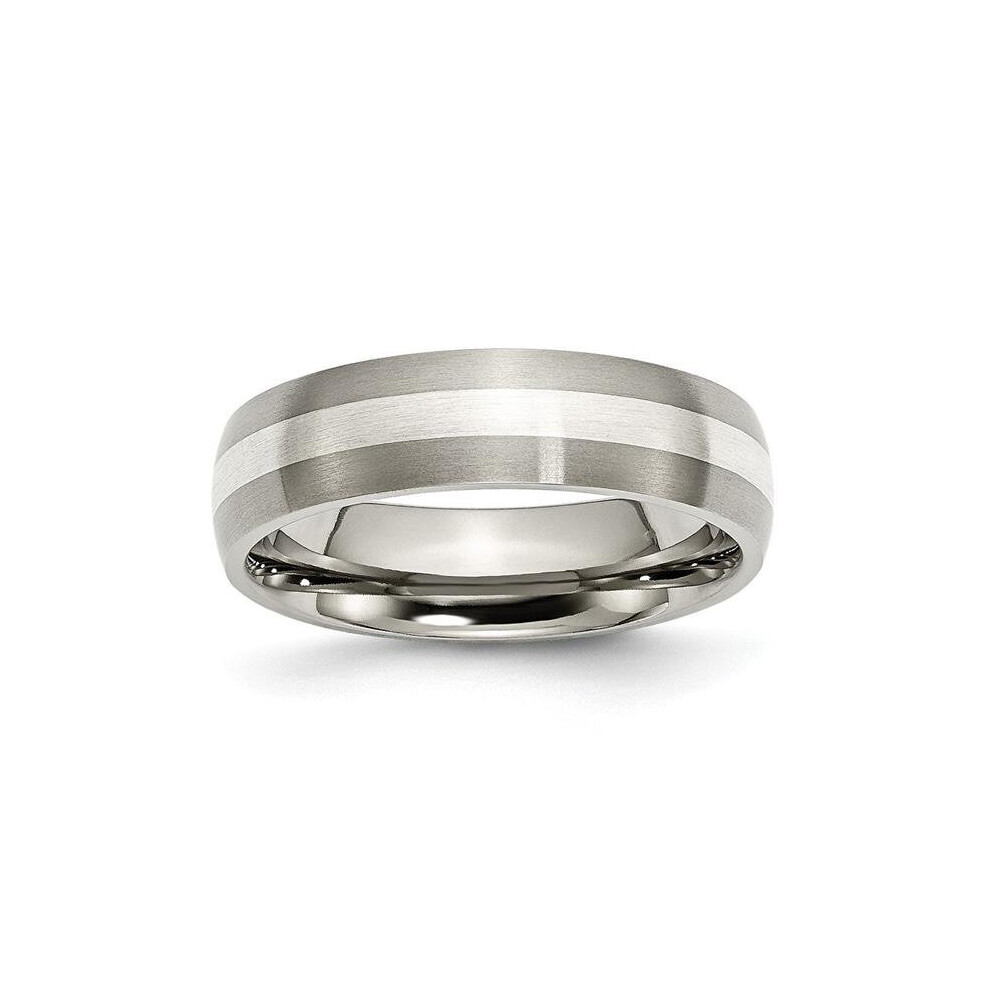Bridal TB210-6.5 6 mm Titanium Sterling Silver Inlay Brushed Band, Size 6.5-image-OPC-P7VMFFD-NEW