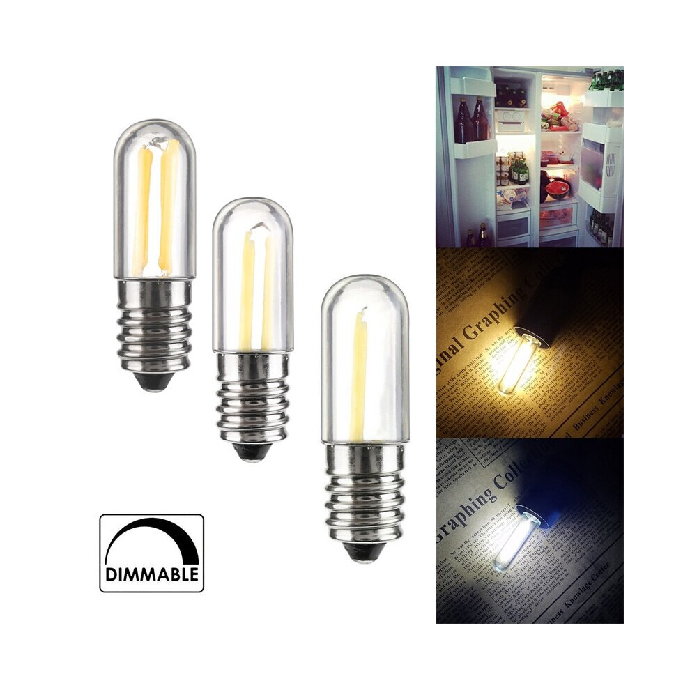 (E12 2W, Cool White) Mini E14 E12 LED Fridge Freezer Filament Light COB Dimmable Bulbs 1W 2W 4W Lamp