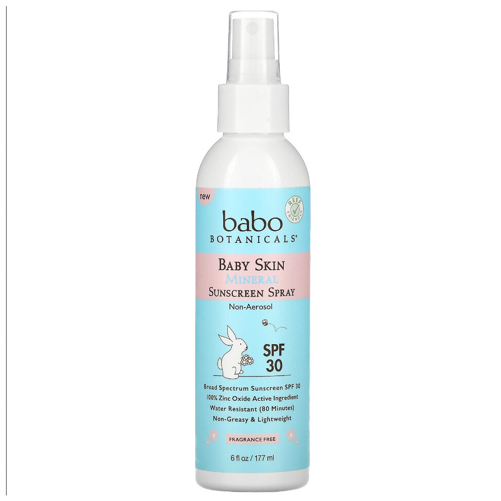 Babo Botanicals, Baby Skin Mineral Sunscreen Spray, SPF 30, 177ml