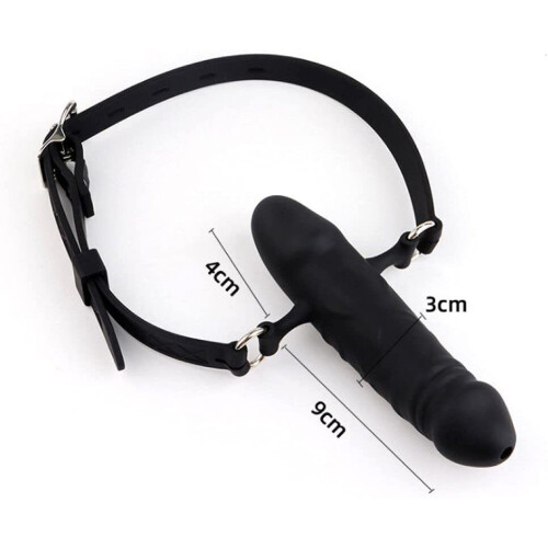 Penis Gag Double Penis Extended Pecker Gag, Full Silicone, Lockable 1