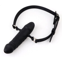 Penis Gag Double Penis Extended Pecker Gag, Full Silicone, Lockable