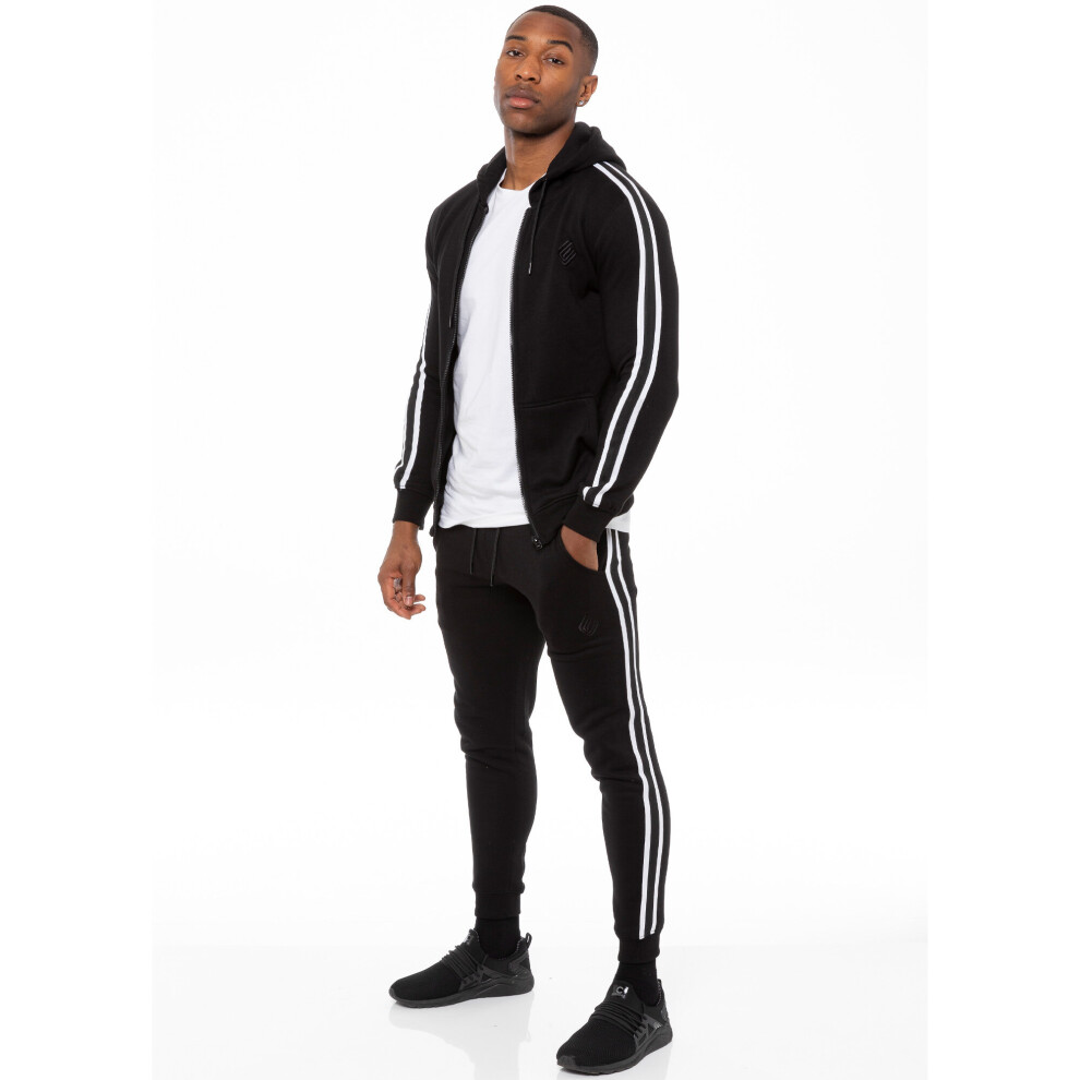 Ze Enzo (, M) Enzo Mens Zip Up Hoodie Hoody Top Black