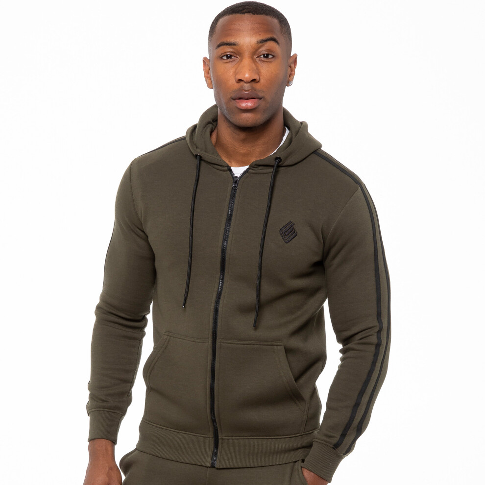 (Green, L) Enzo Mens Zip Up Hoodie Hoody Top