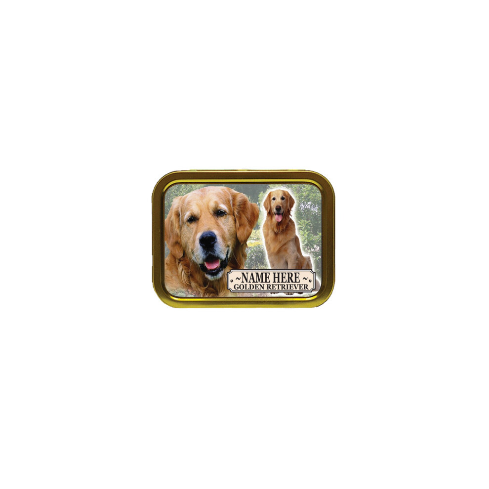 Personalised Gift Products Golden Personalised Retriever Dog Breed Tobacco Tin Gift & Smoking Products