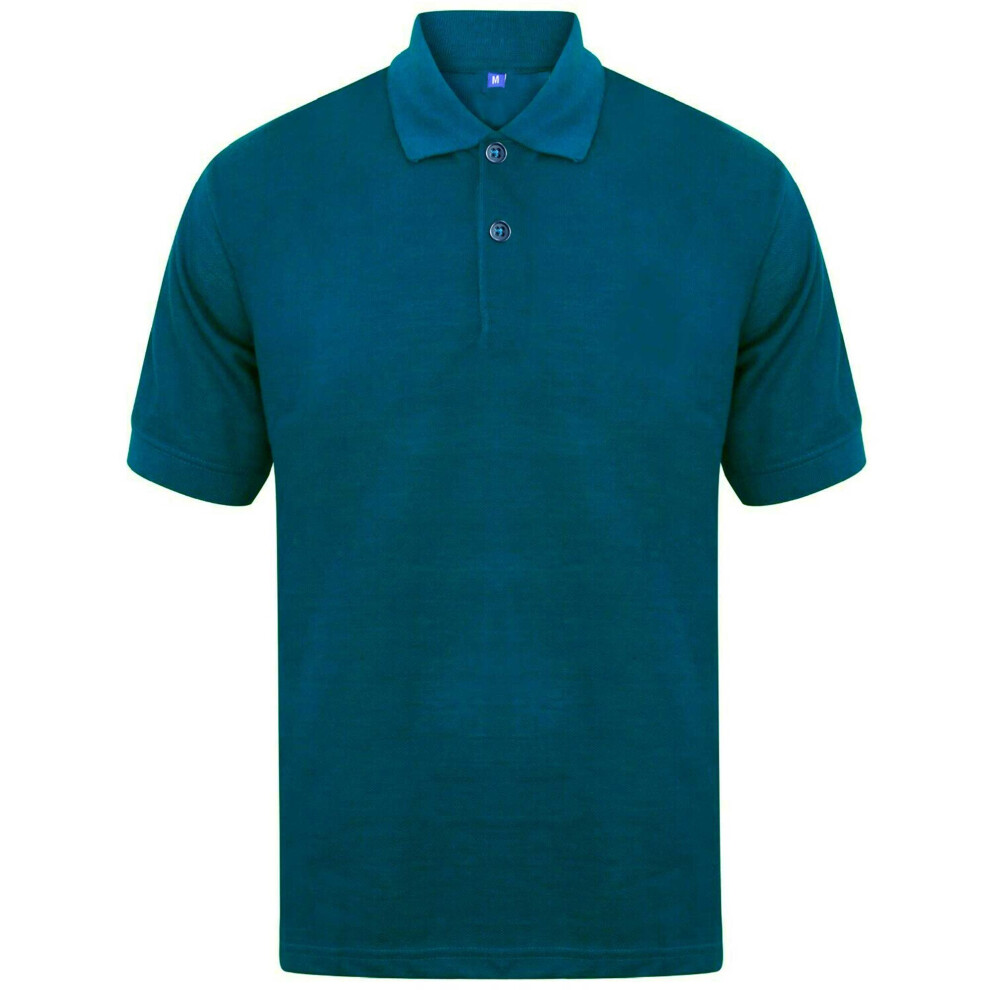 (Petrol Blue, L) Mens Polo Shirt Casual Regular Fit T Shirts