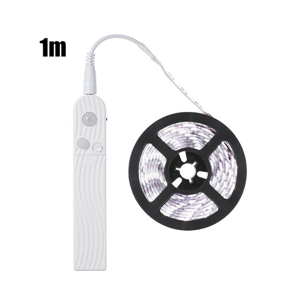 (Cool White, 1M) LED Strip Lights Battery Powered PIR Motion Sensor Closet Stairs Cabinet