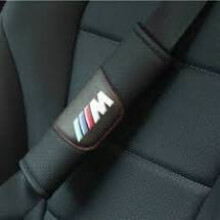 2Pcs Black Color Car Seat Belt Shoulder Cushion Cover  For BMW M Car