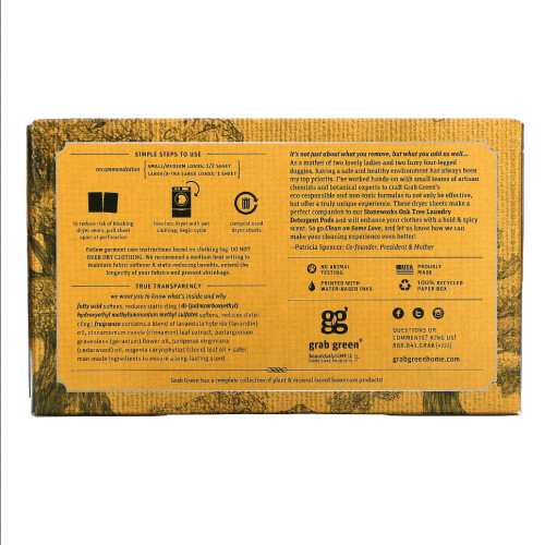 Grab Green, Stoneworks, Dryer Sheets, Oak Tree, 80 Compostable Sheets 2
