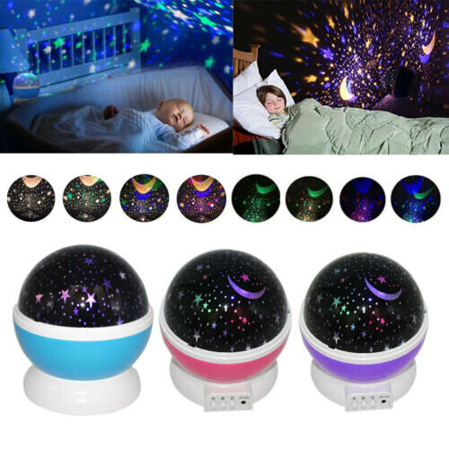 LED Rotating Projector Starry Night Light Star Baby Kids Bedside Lamp 2