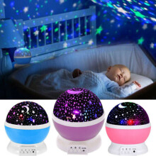 LED Rotating Projector Starry Night Light Star Baby Kids Bedside Lamp