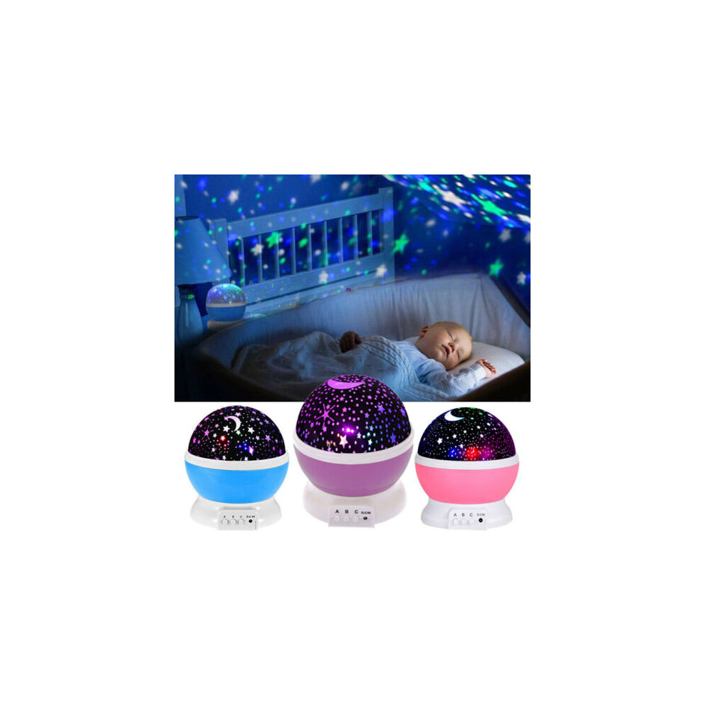 LED Rotating Projector Starry Night Light Star Baby Kids Bedside Lamp