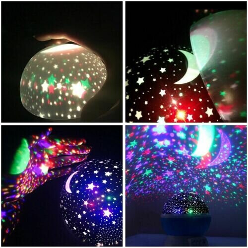 LED Rotating Projector Starry Night Light Star Baby Kids Bedside Lamp 1