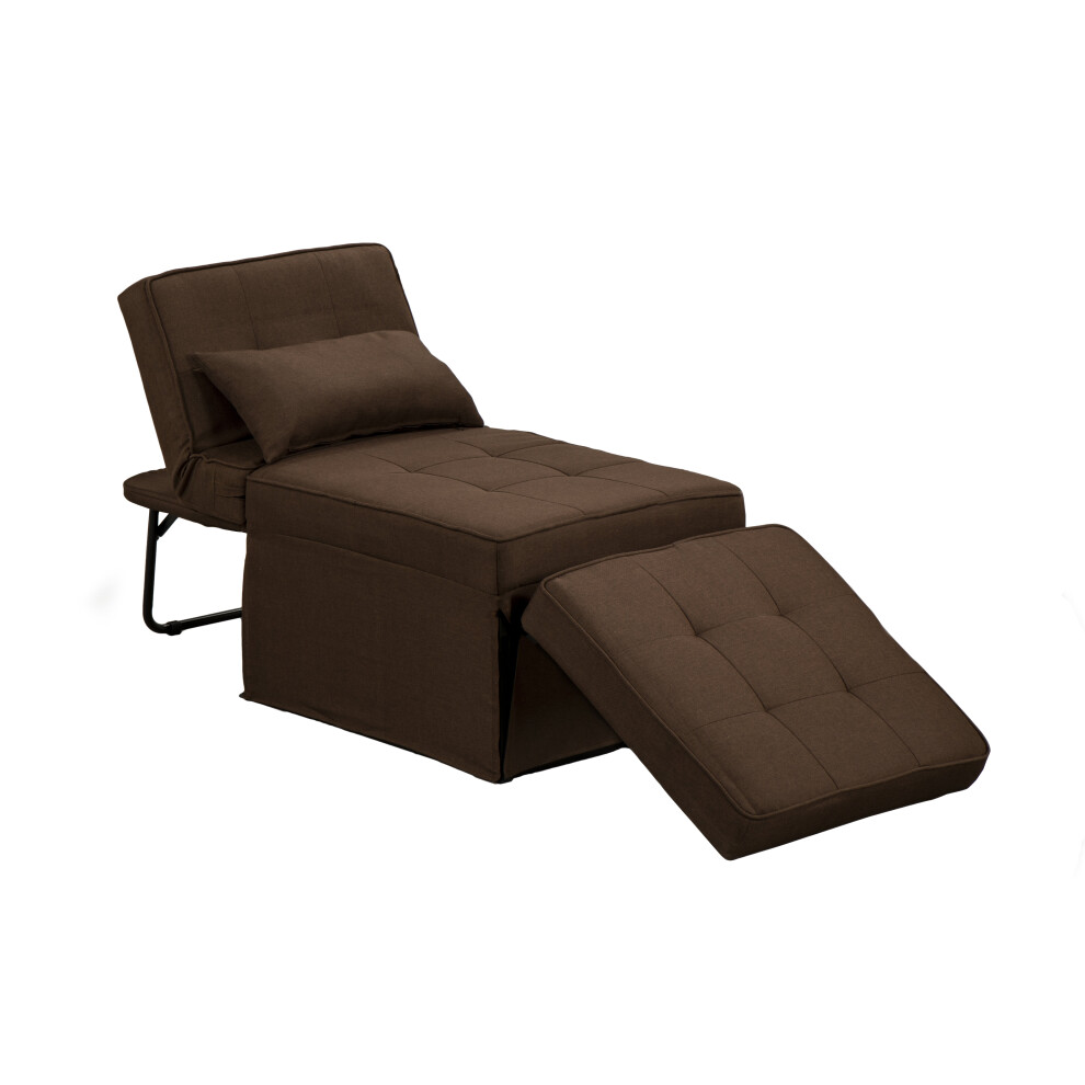 (Brown) Mito 3in1 - Pouffe Stool, Recliner Chair & Bed
