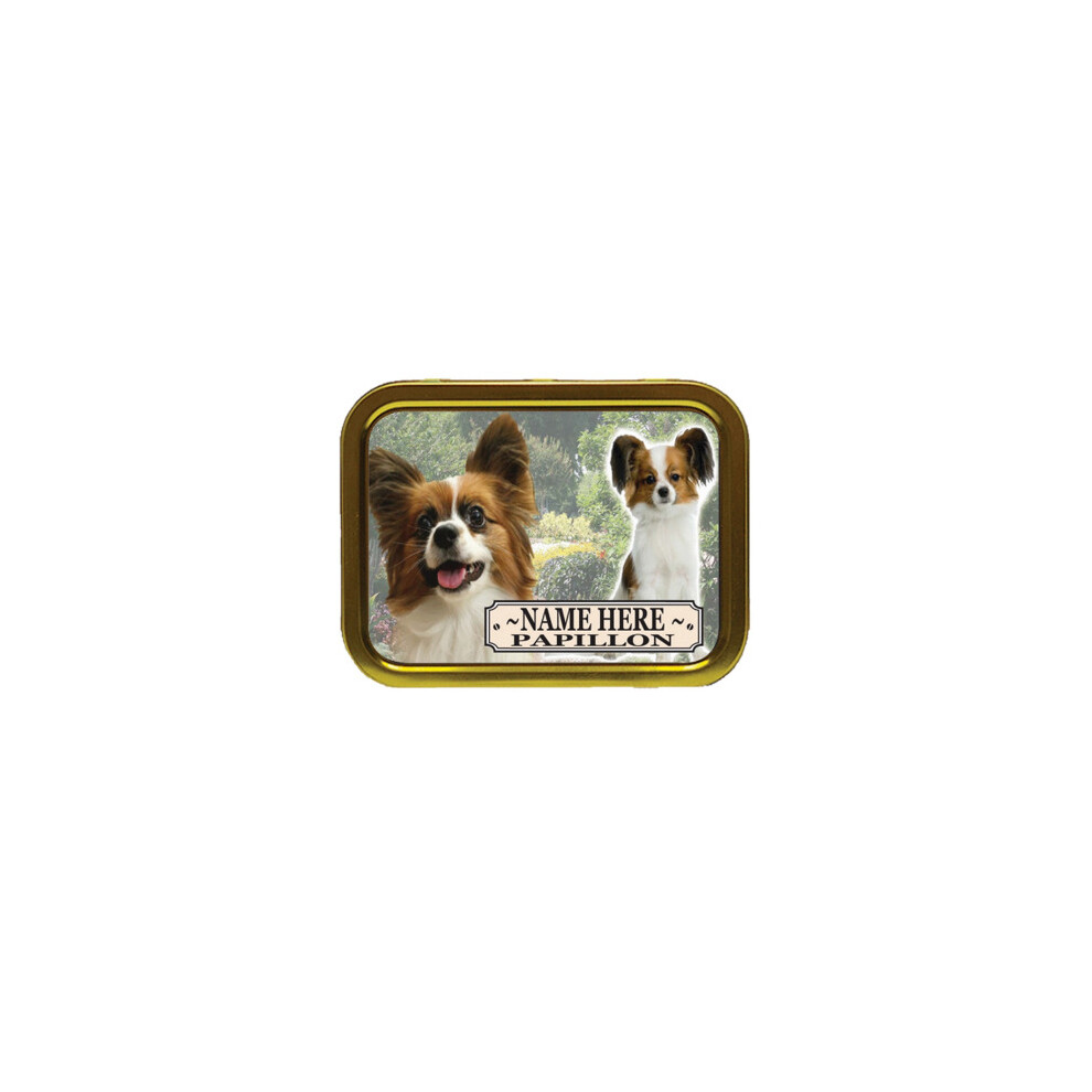 Personalised Gift Products Personalised Papillon Dog Breed Tobacco Tin Gift & Smoking Products
