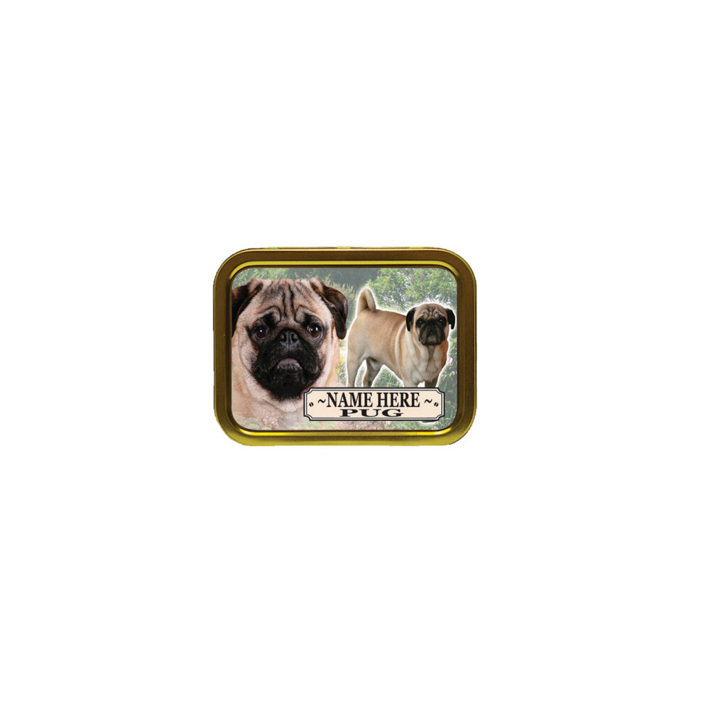 Personalised Gift Products Personalised Pug Dog Breed Tobacco Tin Gift & Smoking Products