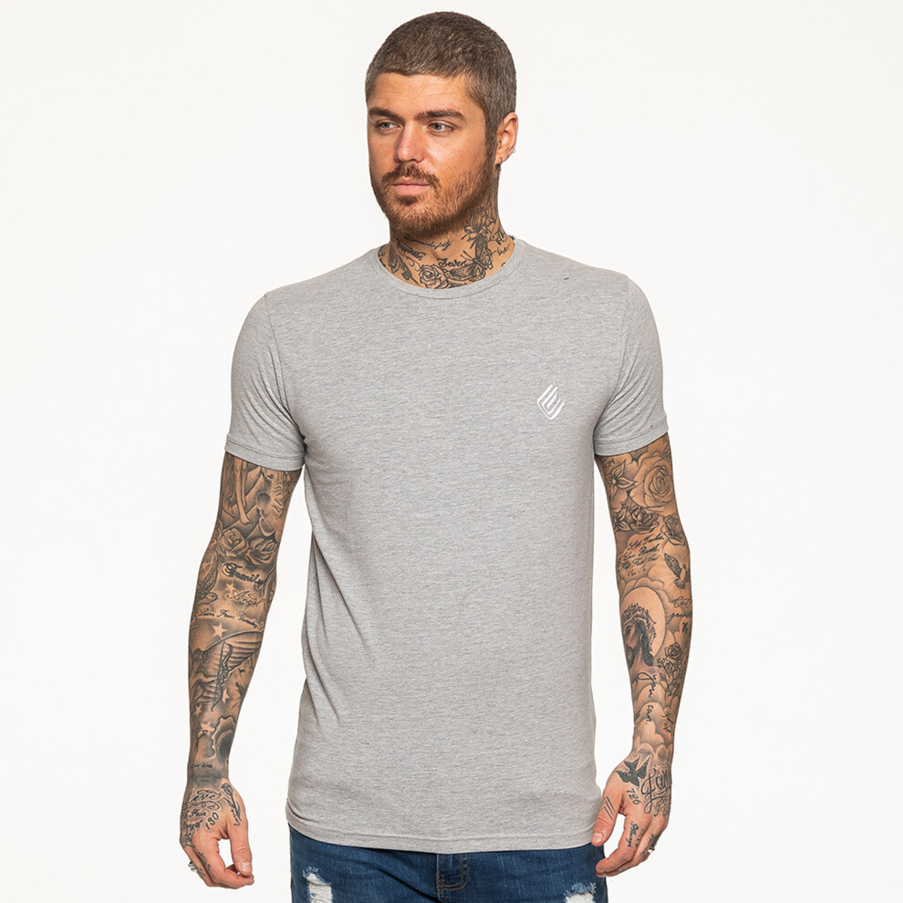 (Grey, L) Enzo Mens Slim Fit T Shirt Short Sleeve Top