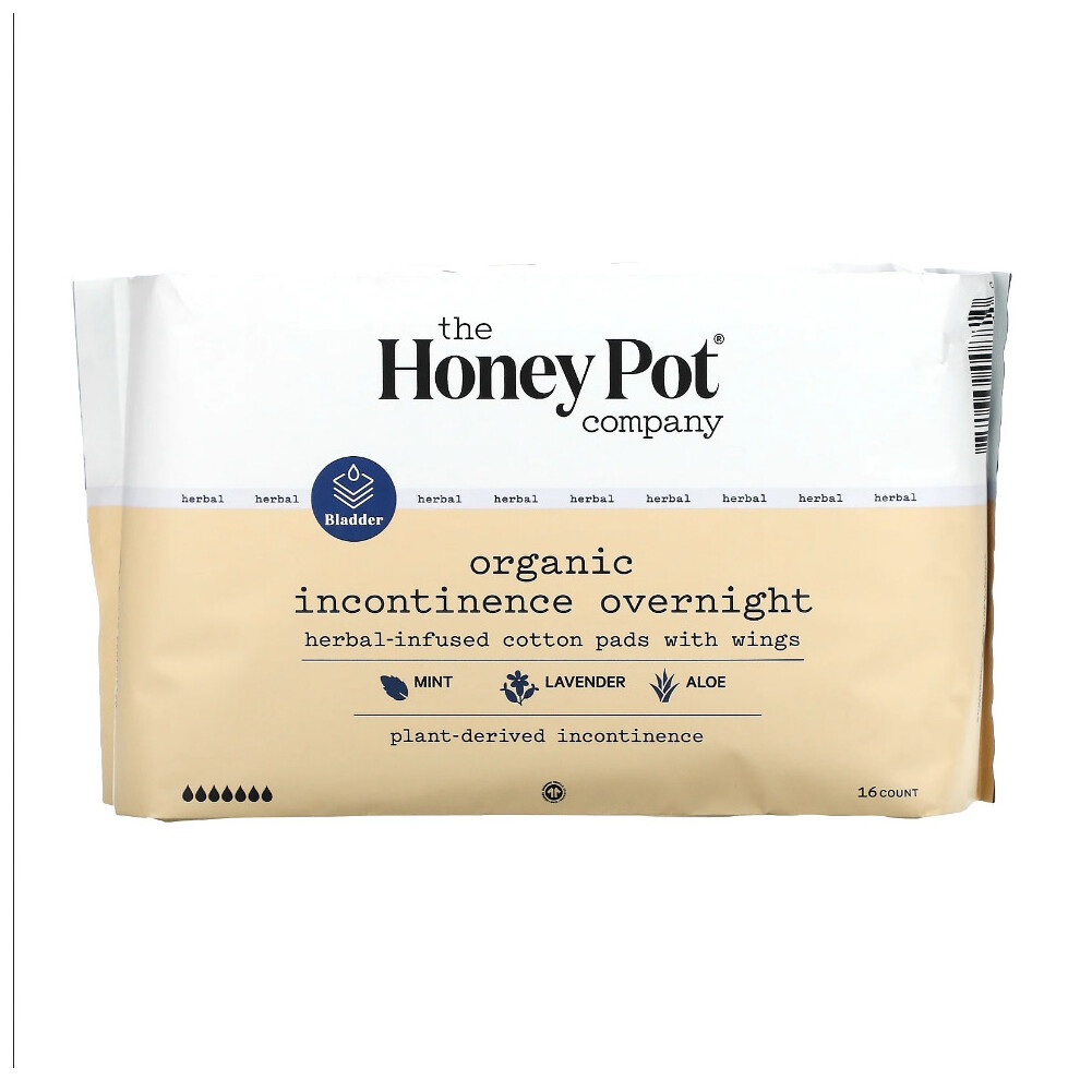 The Honey Pot Company Lavender Herbal-Infused Cotton Pads With Wings, 16 Count