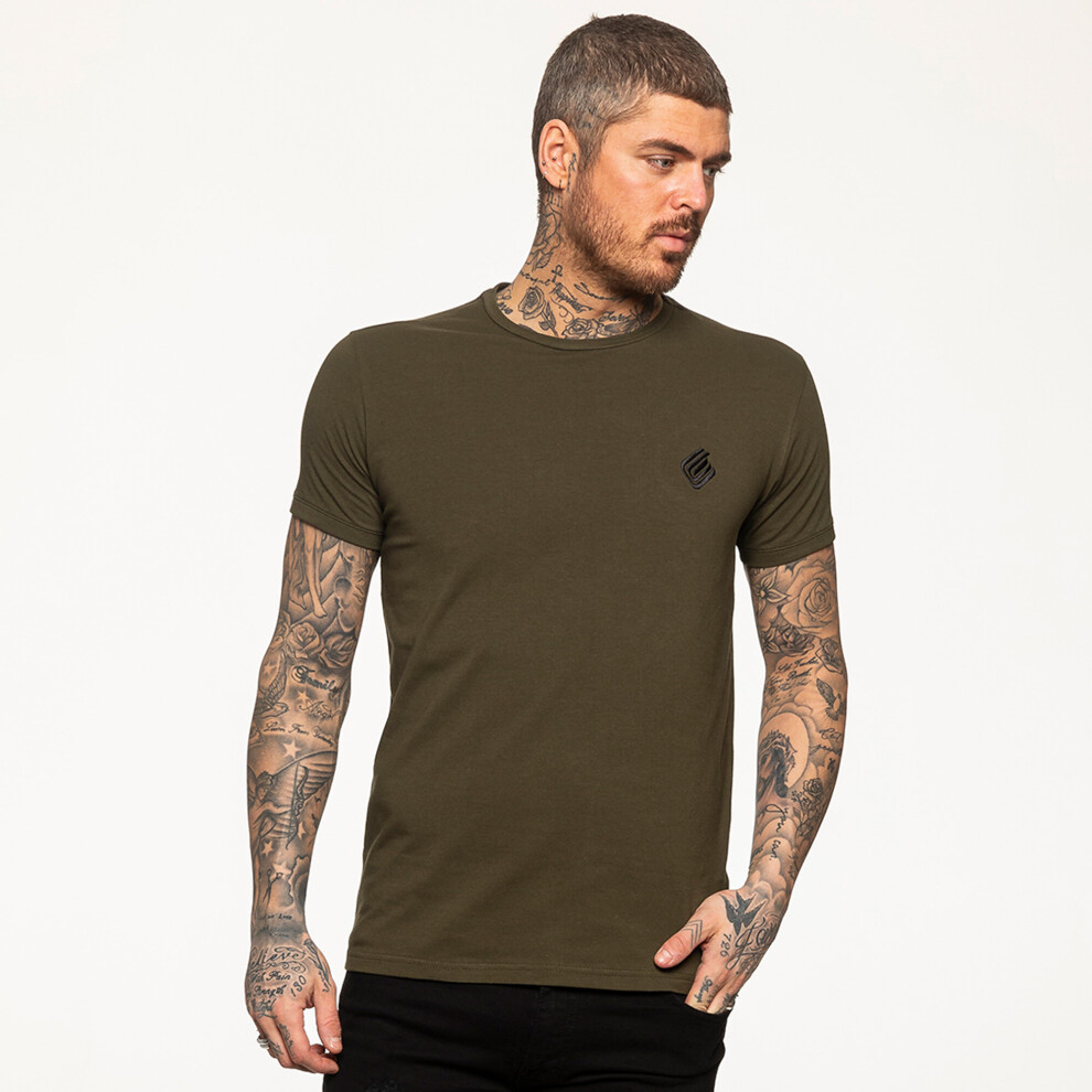 (Green, M) Enzo Mens Slim Fit T Shirt Short Sleeve Top