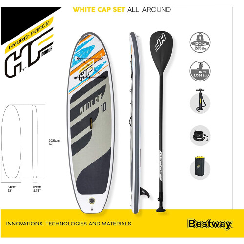 Bestway Bestway Hydroforce 10' X 33" X 4.75" Hf White Cap SUP Paddleboard 1