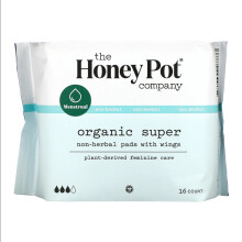 The Honey Pot Company, Non-Herbal Pads med Wings, Organisk Super, 16 Count