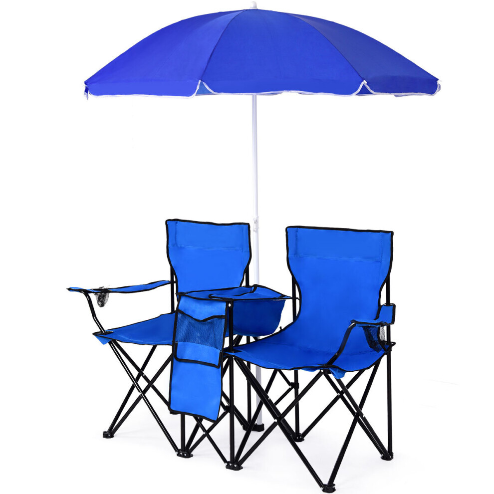 Folding Loveseat Camping Chair Steel Frame Oxford Fabric Outdoor