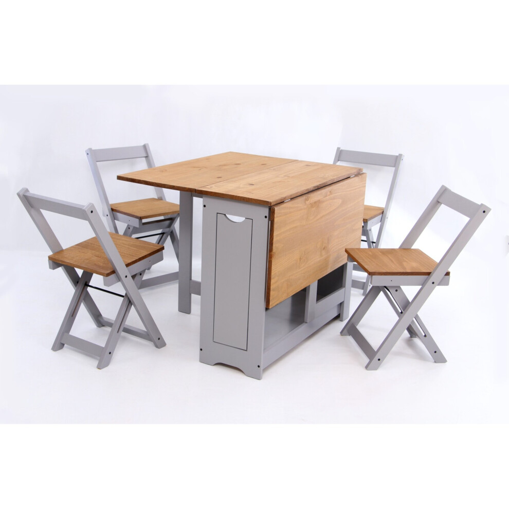 Santos  Butterfly  Dining  Set  Slate Grey / Distressed  Waxed  Pine