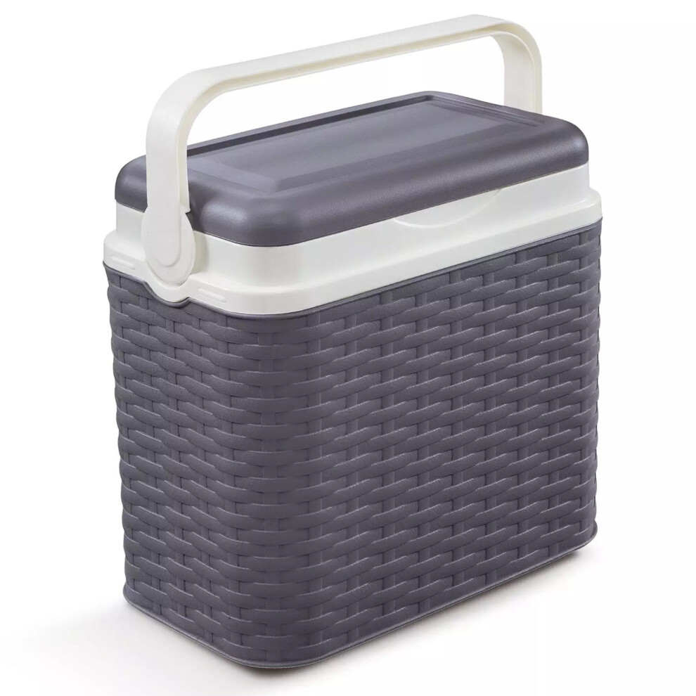 (Anthracite) 10 Litre Rattan Small Cooler Box with 1 Ice Pack