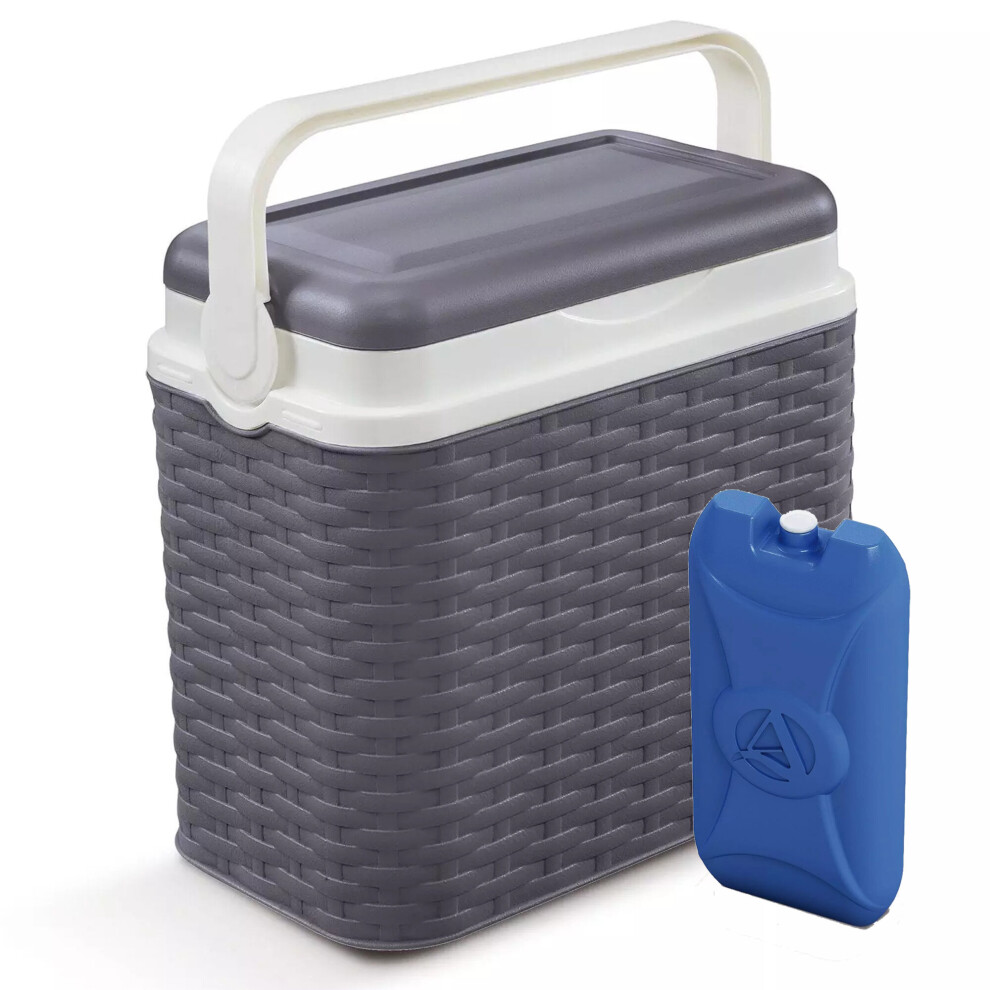 Urbn Living ( + 1 Ice Pack) 10 Litre Rattan Small Cooler Box With 1 Ice Pack Anthracite
