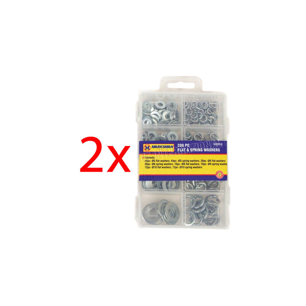 400PC FLAT & SPRING WASHERS ASSORTED STAINLESS STEEL RUST RESISTANT