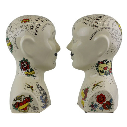 Ornamental Ceramic Phrenology Bookends 1