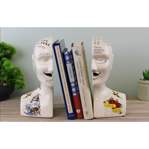 Ornamental Ceramic Phrenology Bookends 2