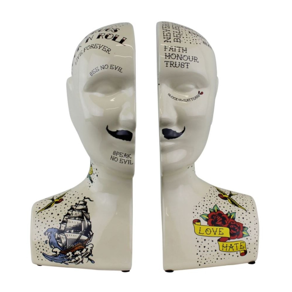 Geko Ornamental Ceramic Phrenology Bookends