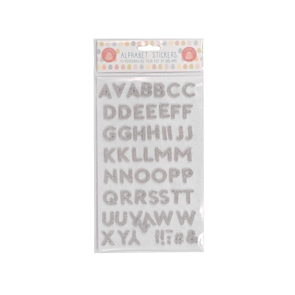 Alphabet Stickers A-Z Silver Glitter Stick-On DIY Crafting Toppers Cards & Gifts