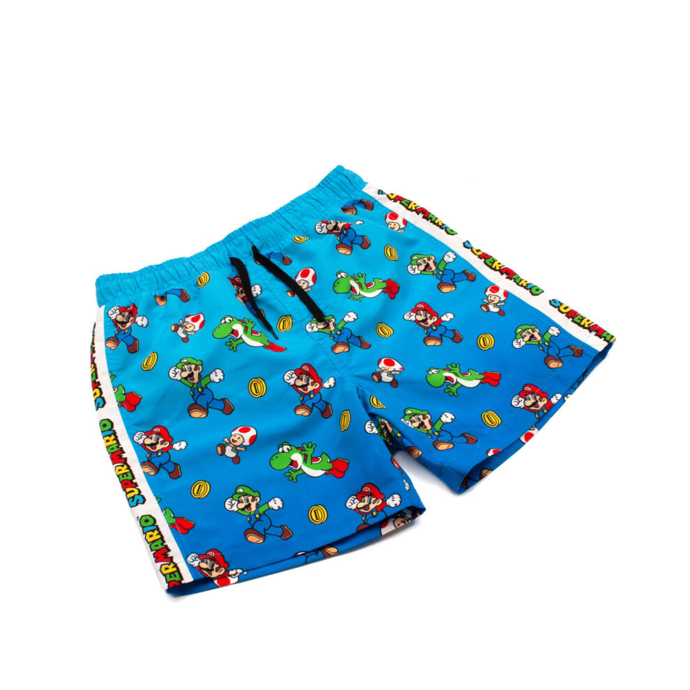 Super Mario Swim Shorts For Boys Kids Mario Luigi Swimming Trunks Pants Drawstring Waistband Blue Gamer Merchandise Gifts on OnBuy