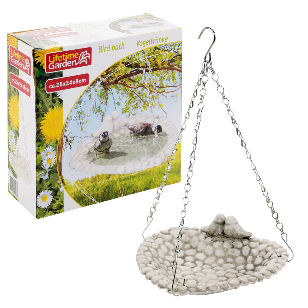 Urbn Living Ceramic Hung Bird Bath Garden Decor Ornament Leaf Patio Feeder White