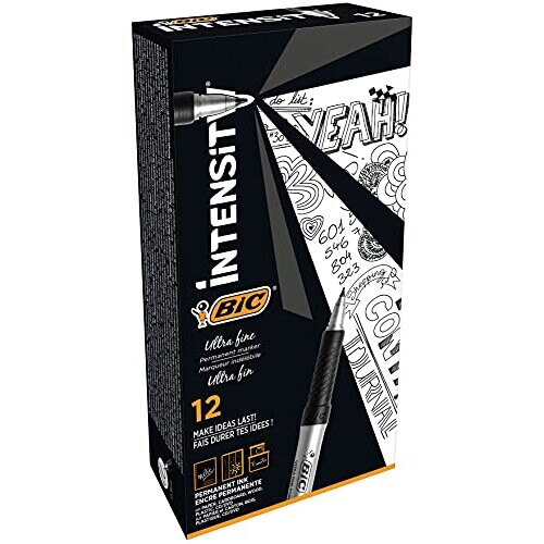 BIC Marking Permanent Markers Ultra Fine Tip Black 12 Box