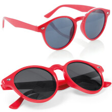 (Red) Round Lens Sunglasses Unisex Vintage UV Glasses