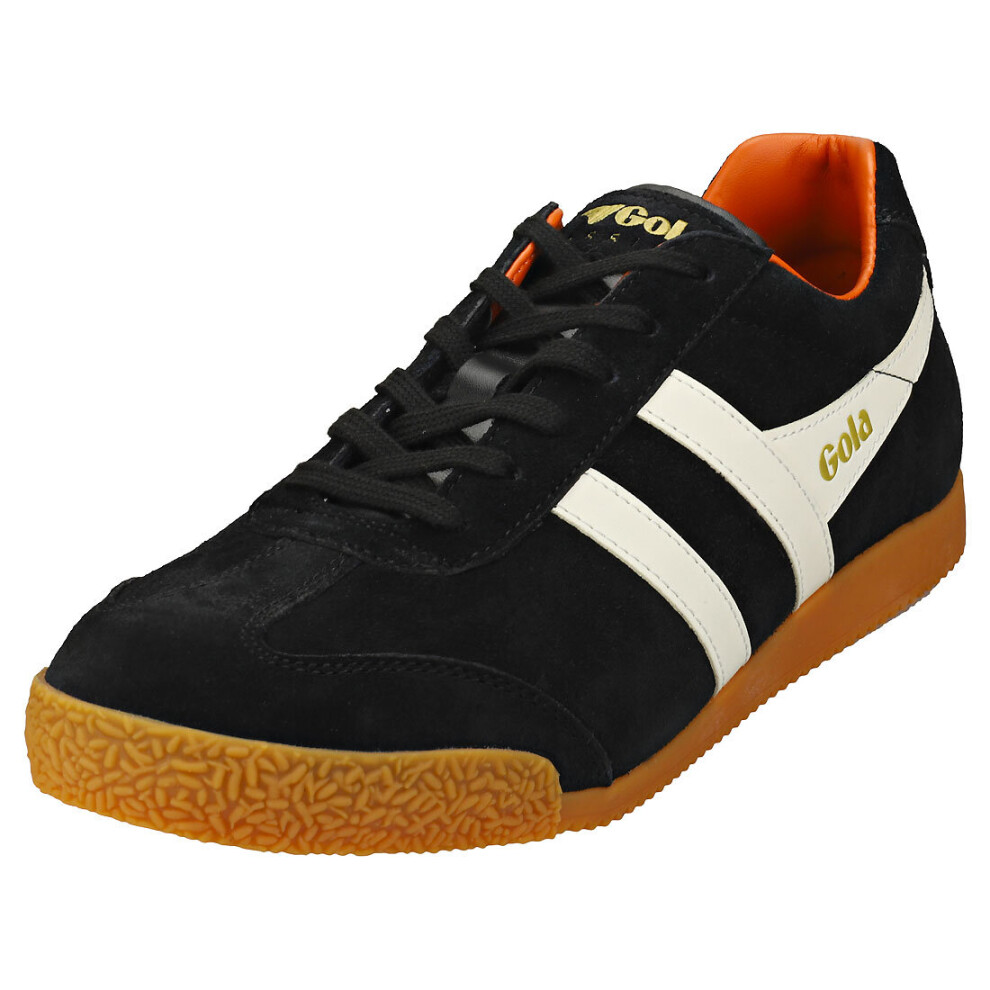 (11) Gola Harrier Mens Classic Trainers in Black White