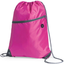 (Pink) Premium Zipper Drawstring School Bag Sports Sack