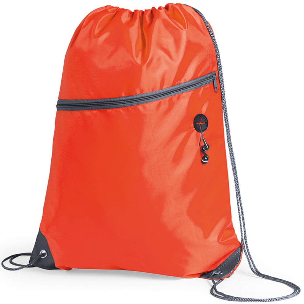 (Orange) Premium Zipper Drawstring School Bag Sports Sack