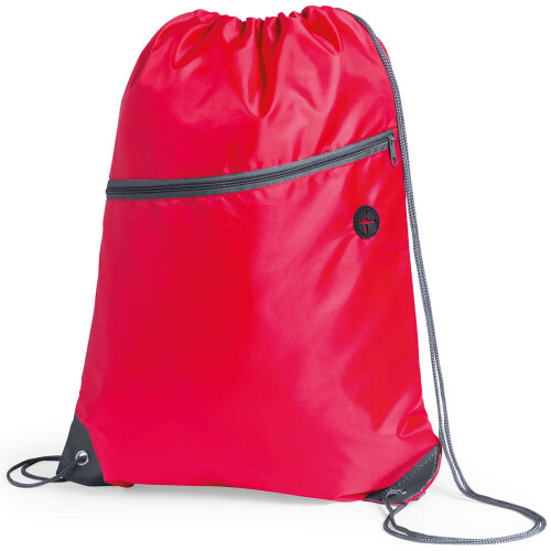 (Red) Premium Zipper Drawstring School Bag Sports Sack