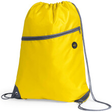 (Yellow) Premium Zipper Drawstring School Bag Sports Sack