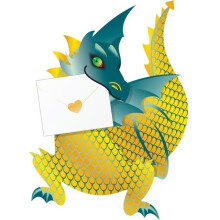 Amber Dragon 3D Special Delivery Animal Greeting Card Blank Own Message Cards