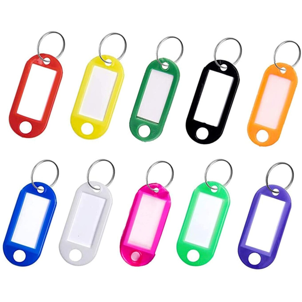 Key Tags, Pack of 10 Key Tags with Labels Key Fobs ID Plastic Key Tags Key Labels with Split Rings for Luggage Pet Name Memory Stick Tags-10