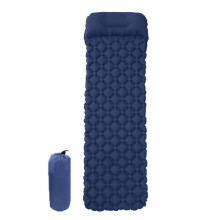 (Navy Blue) Youngshion Waterproof Inflatable Camping Mat Ultralight Air Sleeping Pad Mattress with Pillow and Carrying Bag for Trekking Backpacking and Traveling