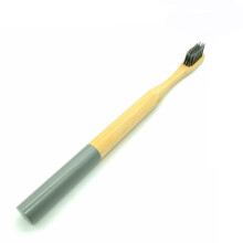 (Grey - Pack of 8) Youngshion Naturable Biodegradable Charcoal Bamboo Toothbrushes Eco-Friendly Tongue Cleaner with Soft Coloured Bristles and Handle