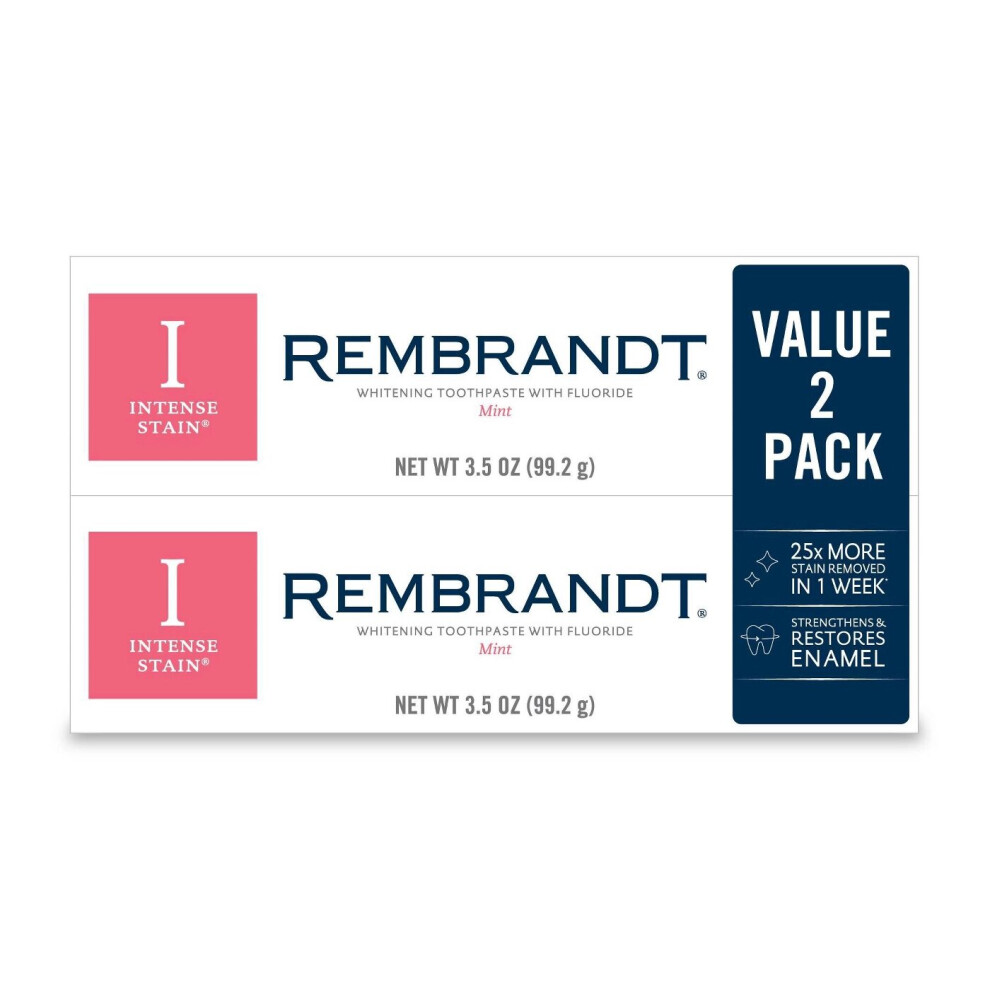 Rembrandt Intense Stain Whitening Toothpaste Mint, 3.5 oz (99 g) - 2 Pack