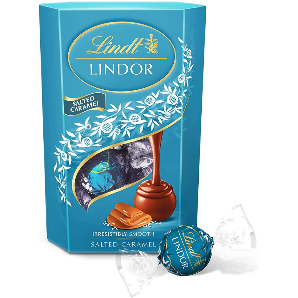 Lindt LINDOR Milk Salted Caramel Chocolate Truffles Box, 200 g