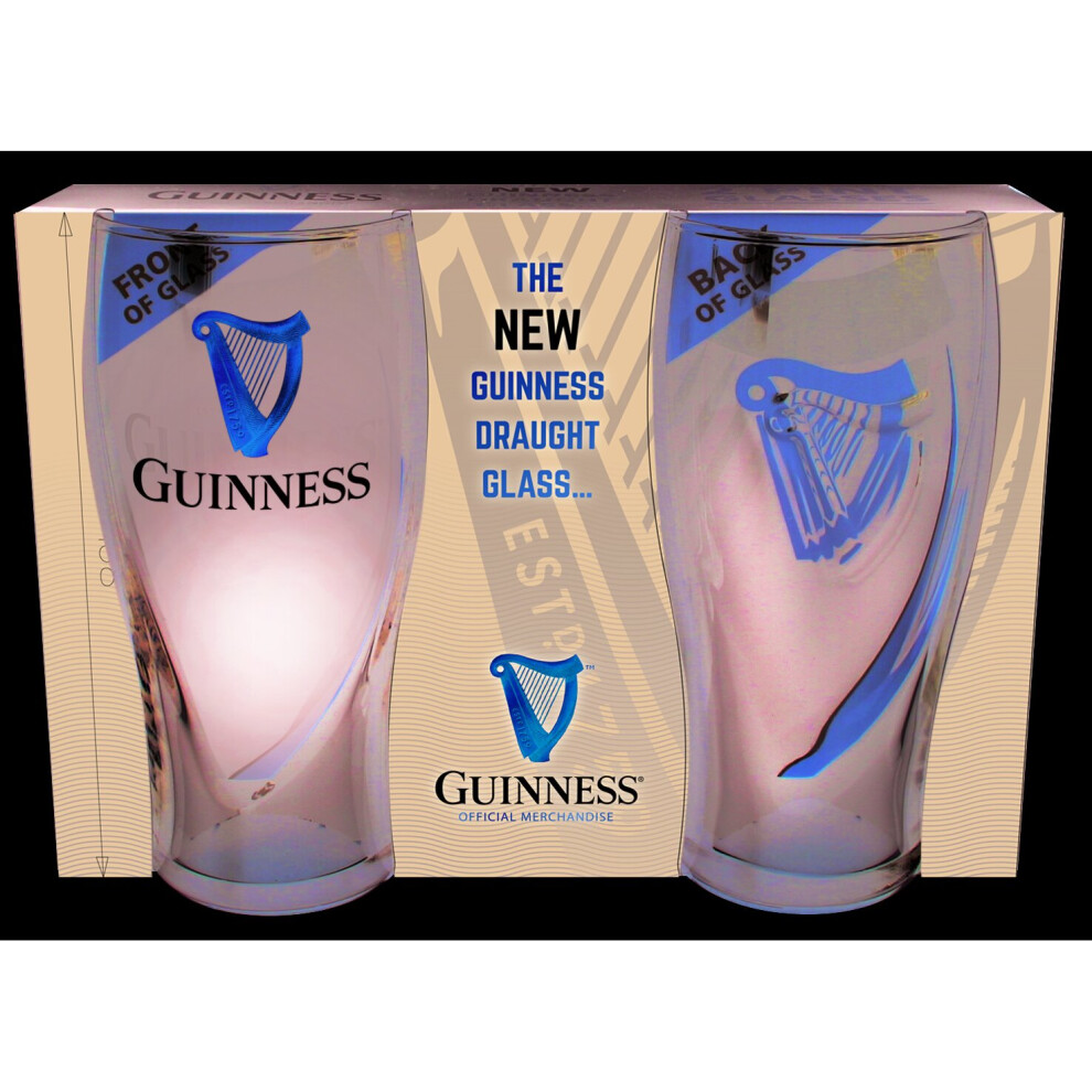 Guinness Harp Logo Pint Glasses Pack Of 2. Licensed